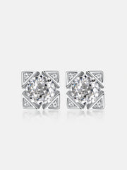 Solitaire Octagon Moissanite Square Cluster Stud Earrings