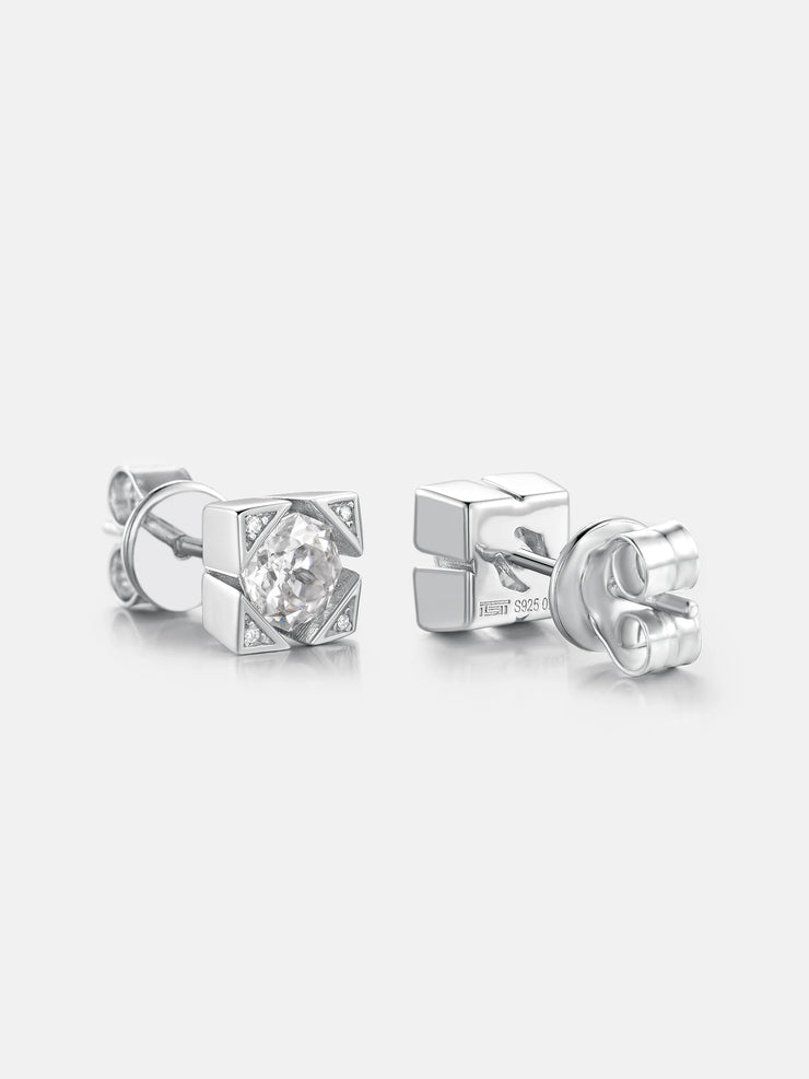 Solitaire Octagon Moissanite Square Cluster Stud Earrings