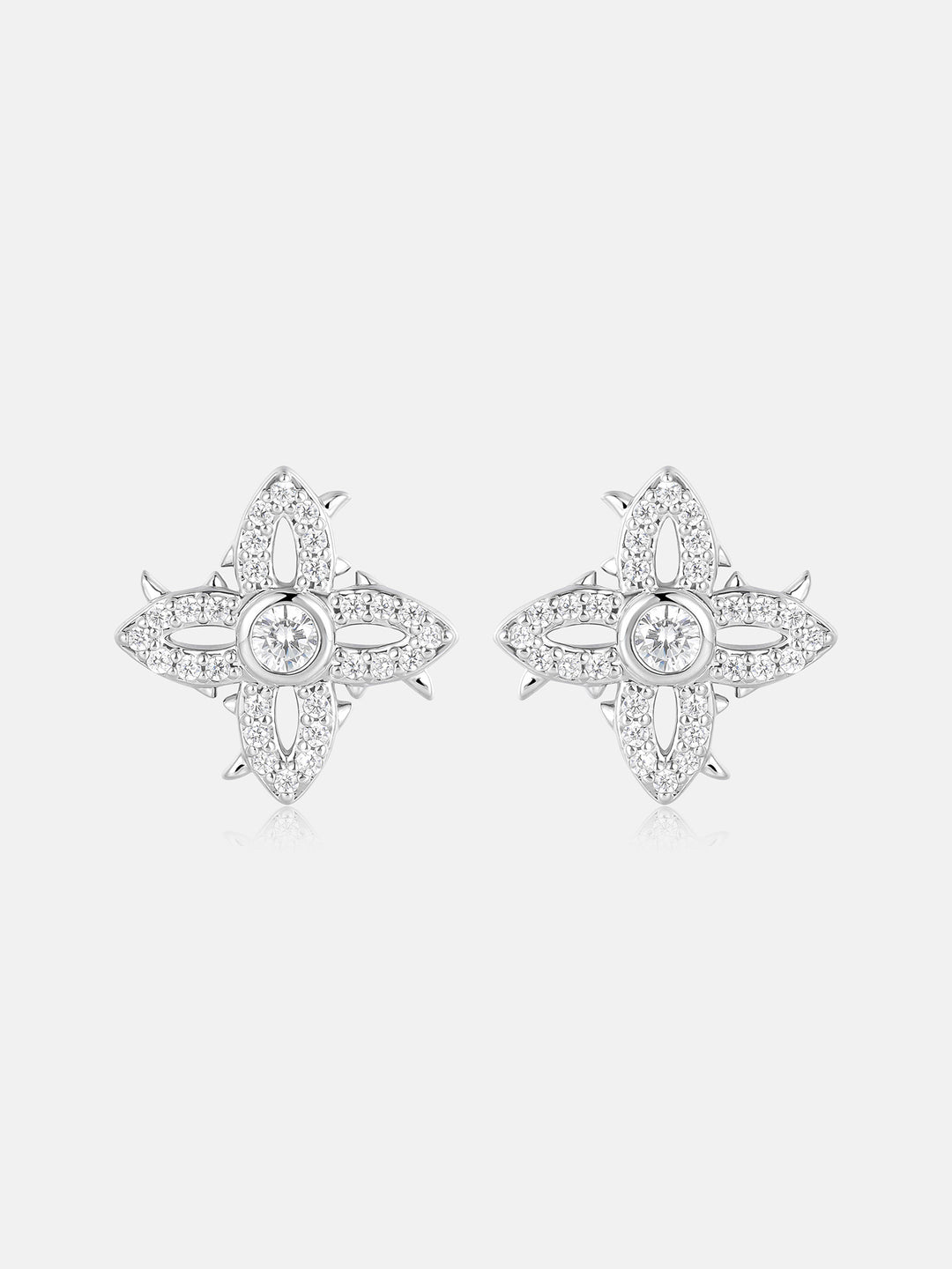 Spiked Cross Hollow Moissanite Stud Earrings