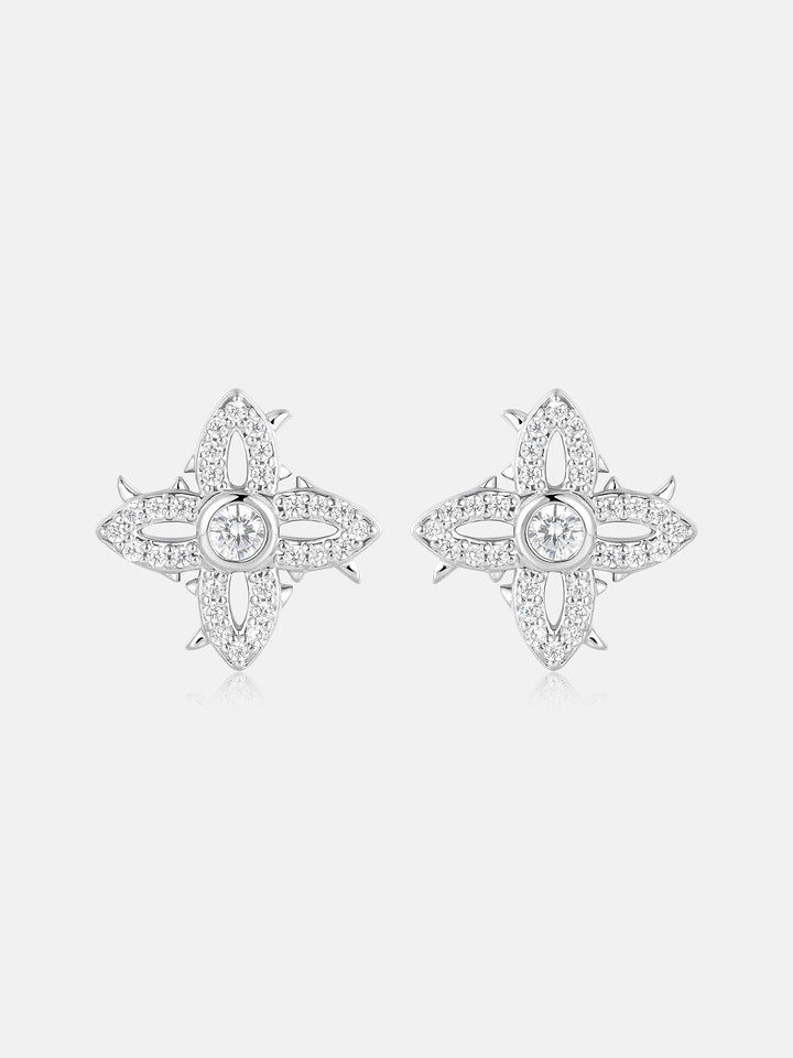 Spiked Cross Hollow Moissanite Stud Earrings