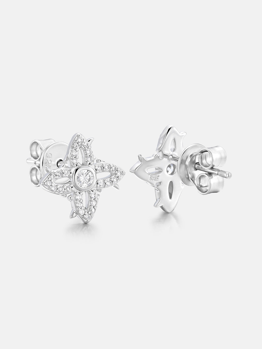 Spiked Cross Hollow Moissanite Stud Earrings