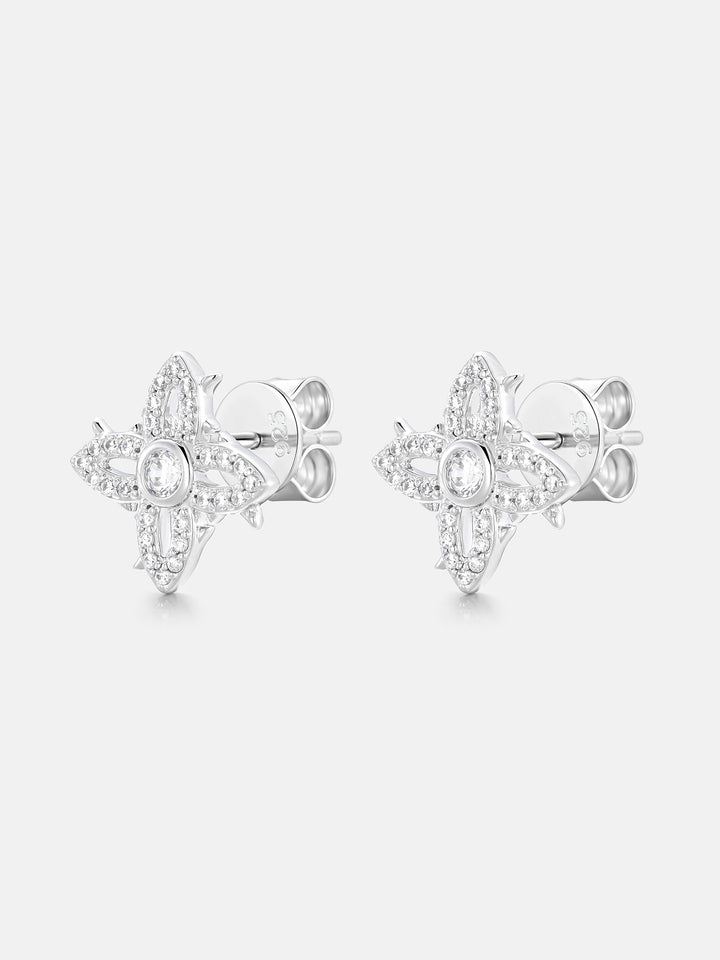 Spiked Cross Hollow Moissanite Stud Earrings
