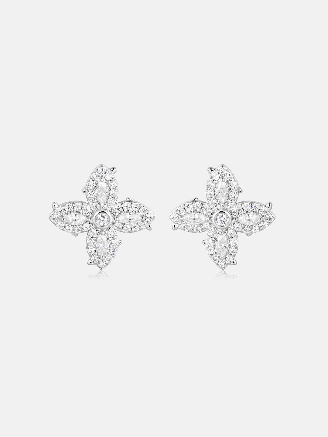 Spiked Cross Marquise Moissanite Stud Earrings