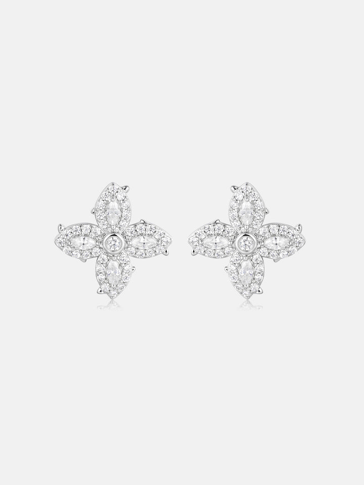 Spiked Cross Marquise Moissanite Stud Earrings