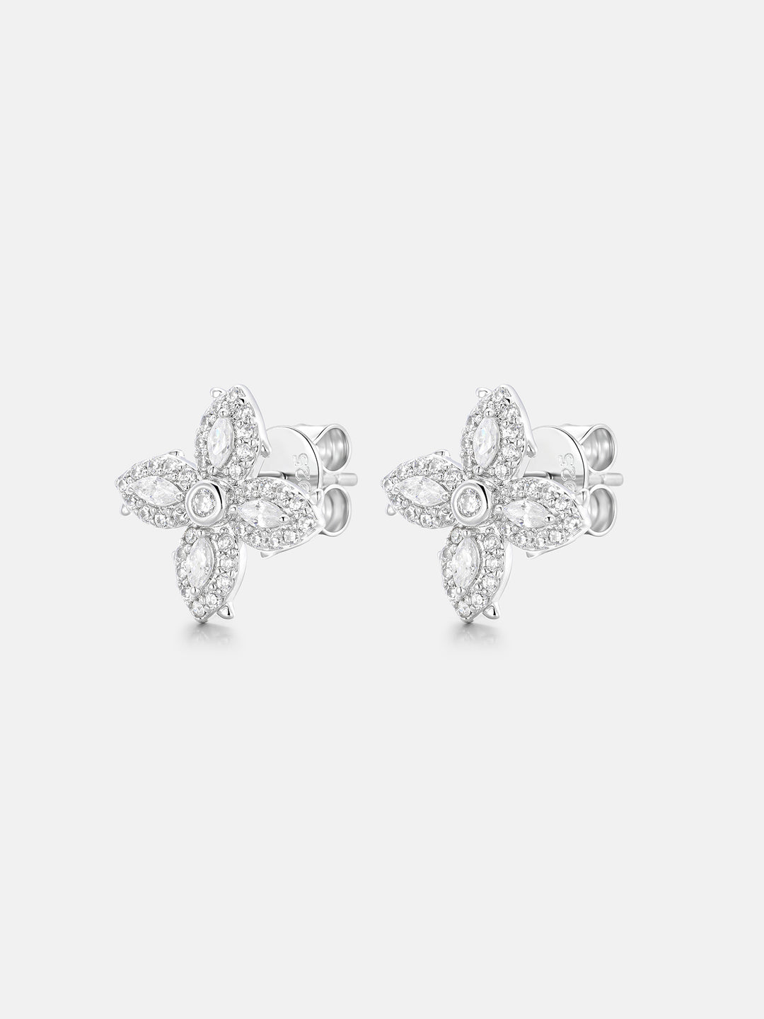 Spiked Cross Marquise Moissanite Stud Earrings