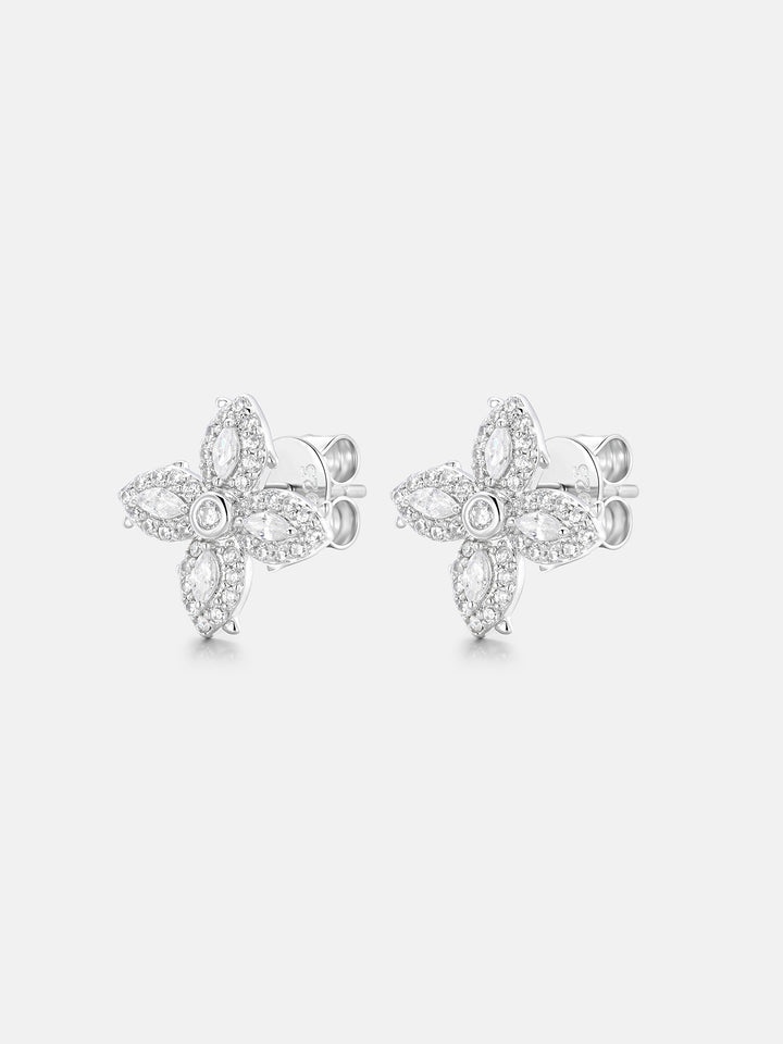Spiked Cross Marquise Moissanite Stud Earrings