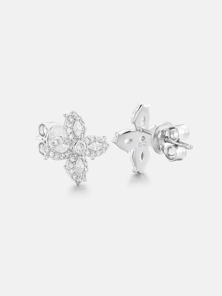 Spiked Cross Marquise Moissanite Stud Earrings