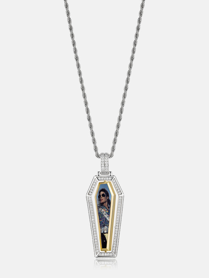 Spinning Coffin Gothic Cross & Photo Moissanite Pendant