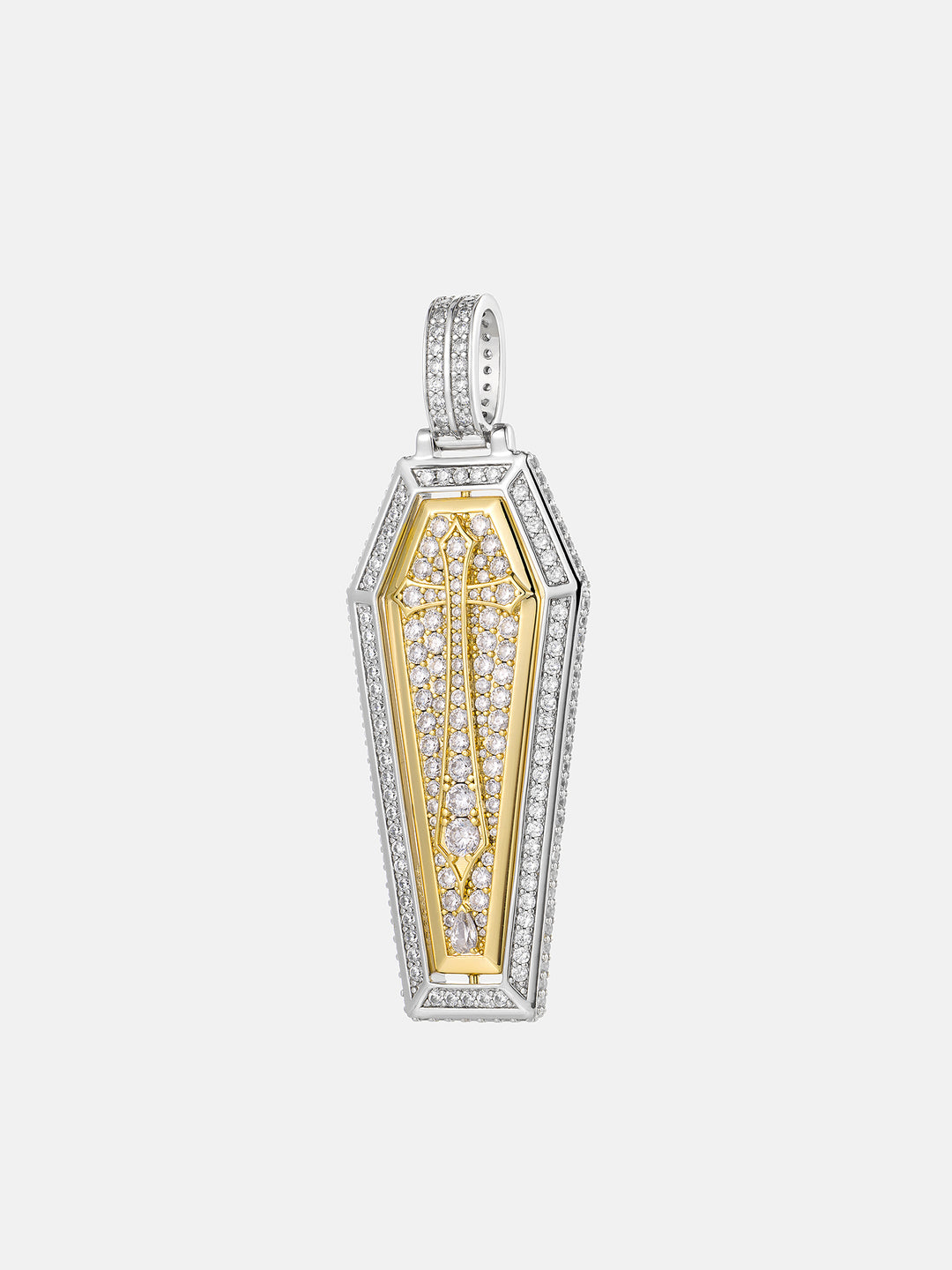 Spinning Coffin Gothic Cross & Photo Moissanite Pendant