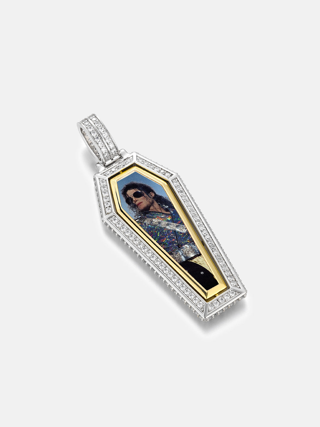 Spinning Coffin Gothic Cross & Photo Moissanite Pendant