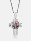 Square Photo Moissanite Cross Pendant