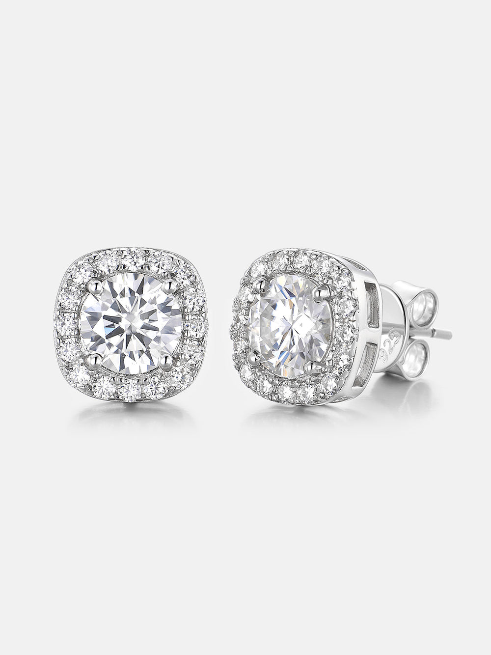 Square Stud Earrings - 3.4 Carat Total