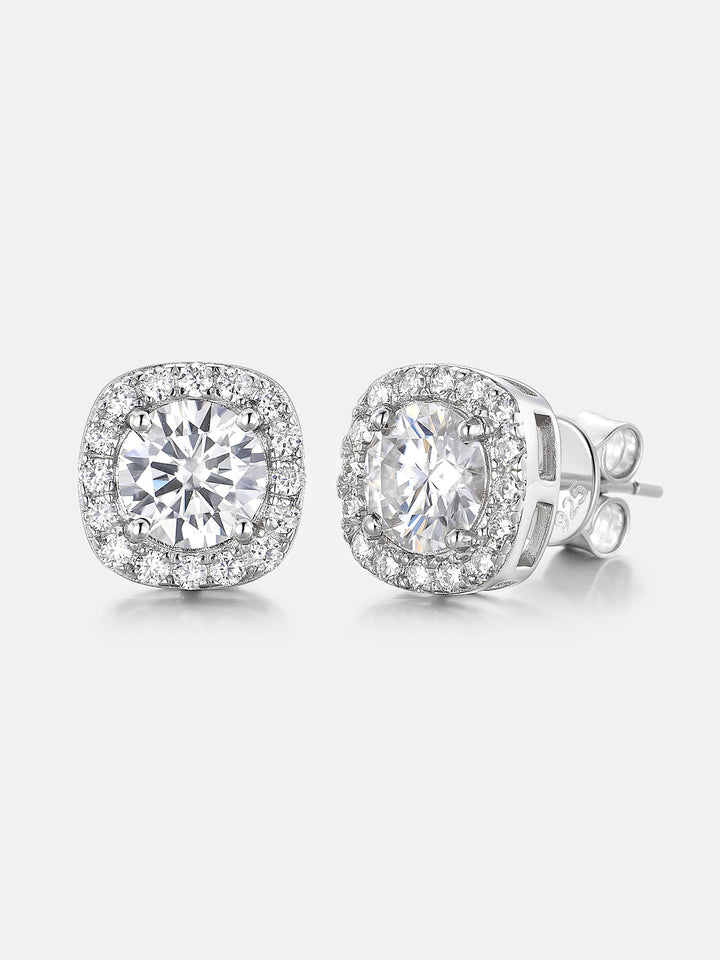 Square Stud Earrings - 3.4 Carat Total