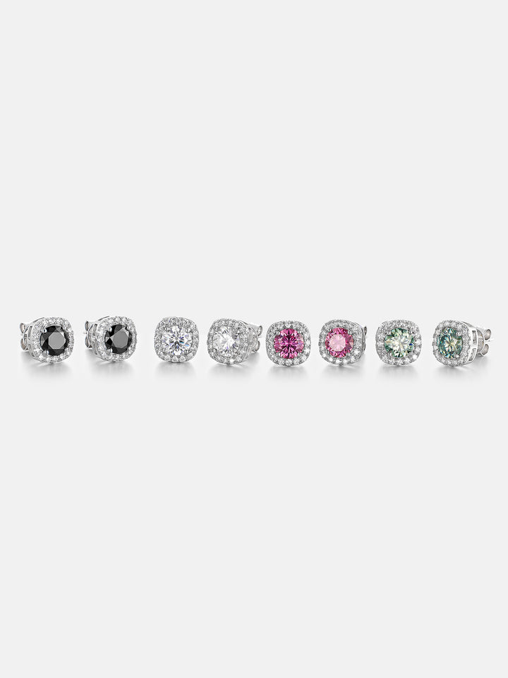Square Stud Earrings - 3.4 Carat Total