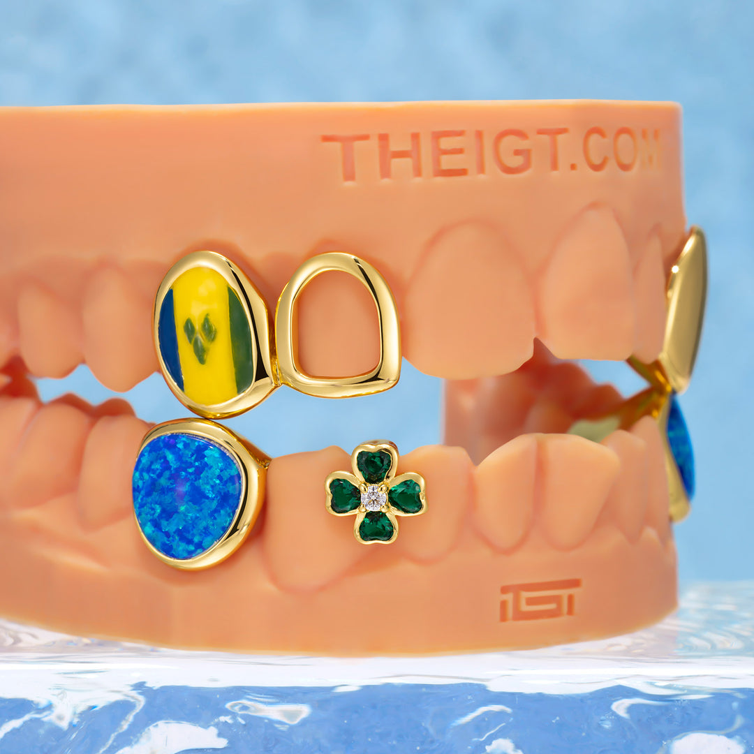 "St. Vincent Flag" Opal & Clover Grillz