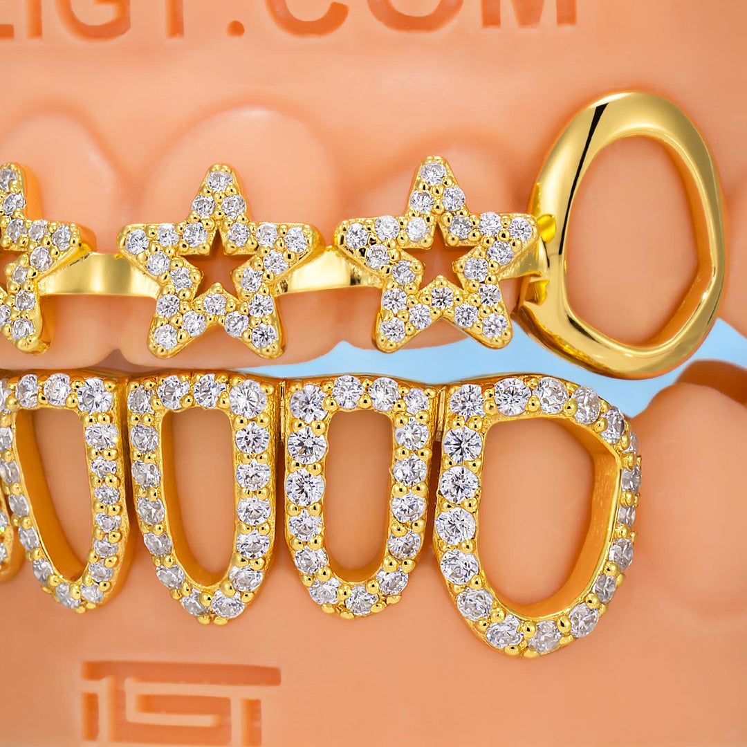 Star Brace Grillz With Open Fangs