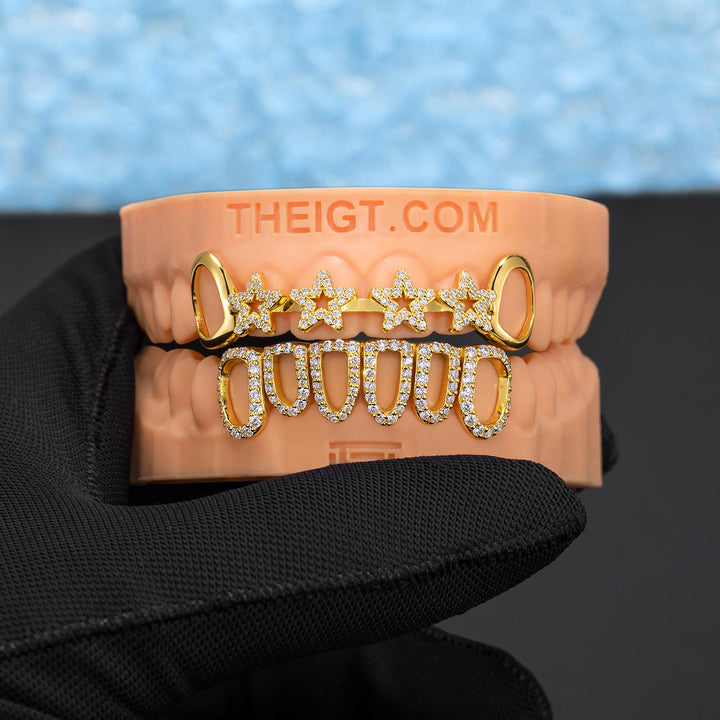 Star Brace Grillz With Open Fangs