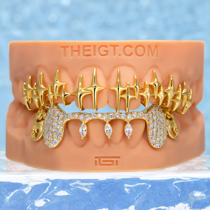 Star Fangs Dangling Marquise Bar Grillz