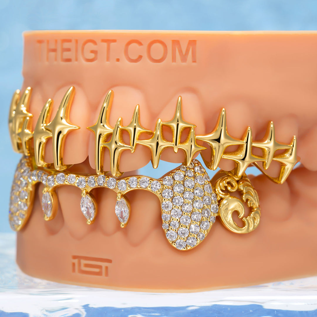 Star Fangs Dangling Marquise Bar Grillz