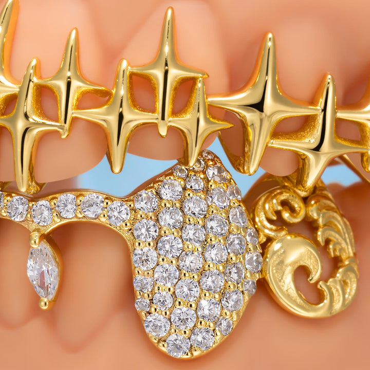 Star Fangs Dangling Marquise Bar Grillz