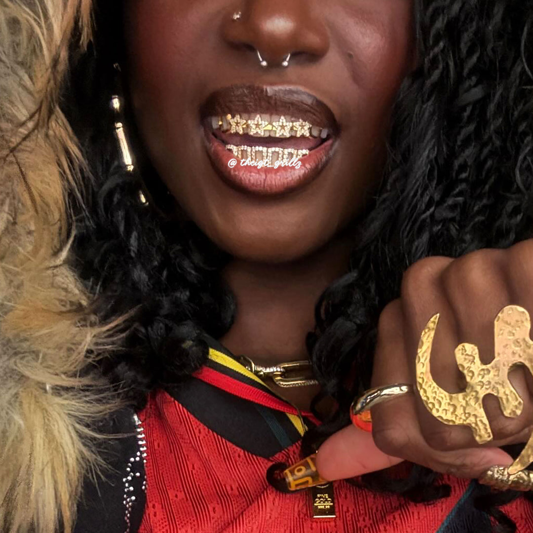 Star Brace Grillz With Open Fangs