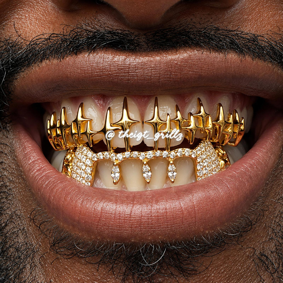 Star Fangs Dangling Marquise Bar Grillz - ICEGIANT