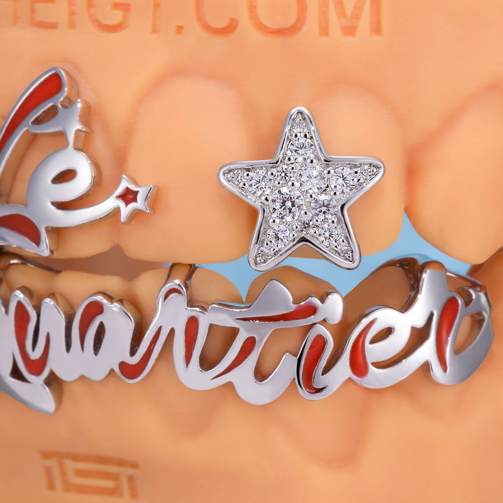 Starlight Enamel Letter Moissanite Star Grillz
