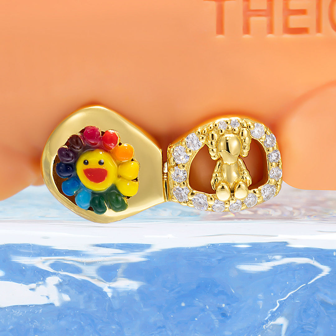 Sunflower Bear Enamel Open Face Bar Grillz