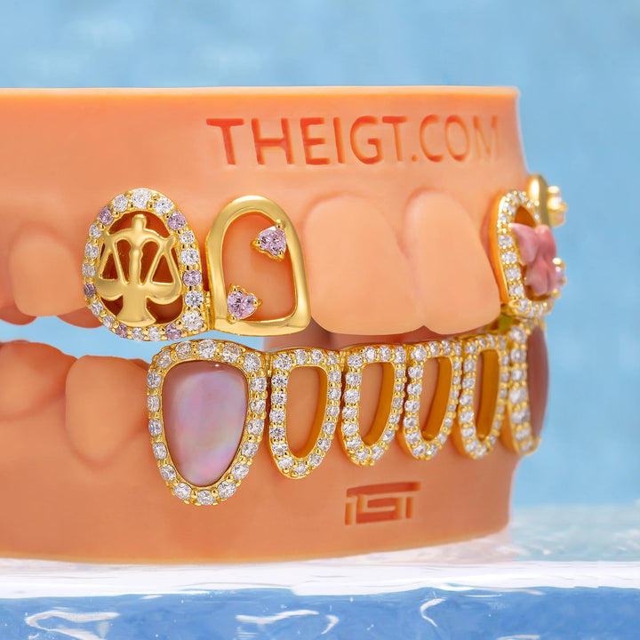 "Sweet Libra" Pink Ribbon Grillz