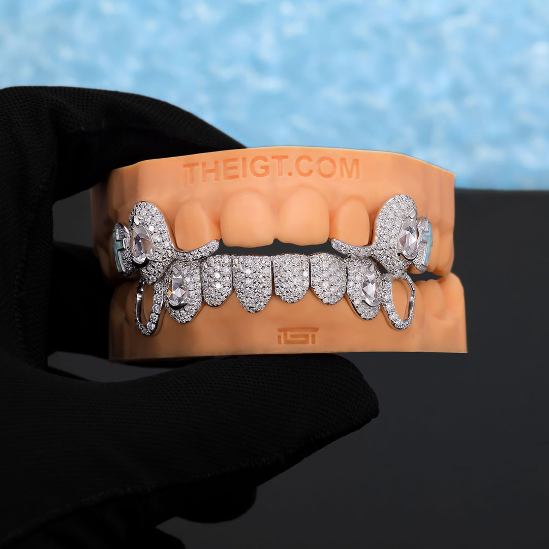 Symmetrical Opal Cross & Pear Grillz