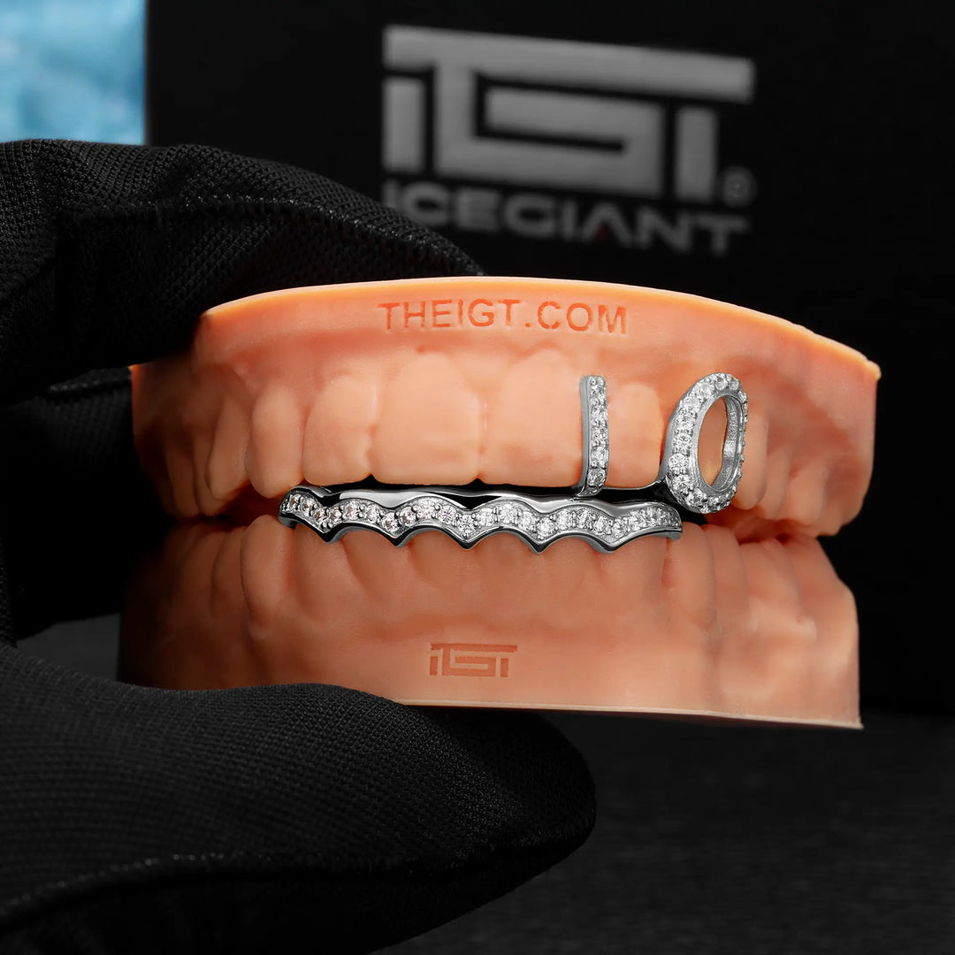 Open Face Wave Diamond Bar Grillz