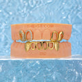 Open Face W Diamond Cut Grillz