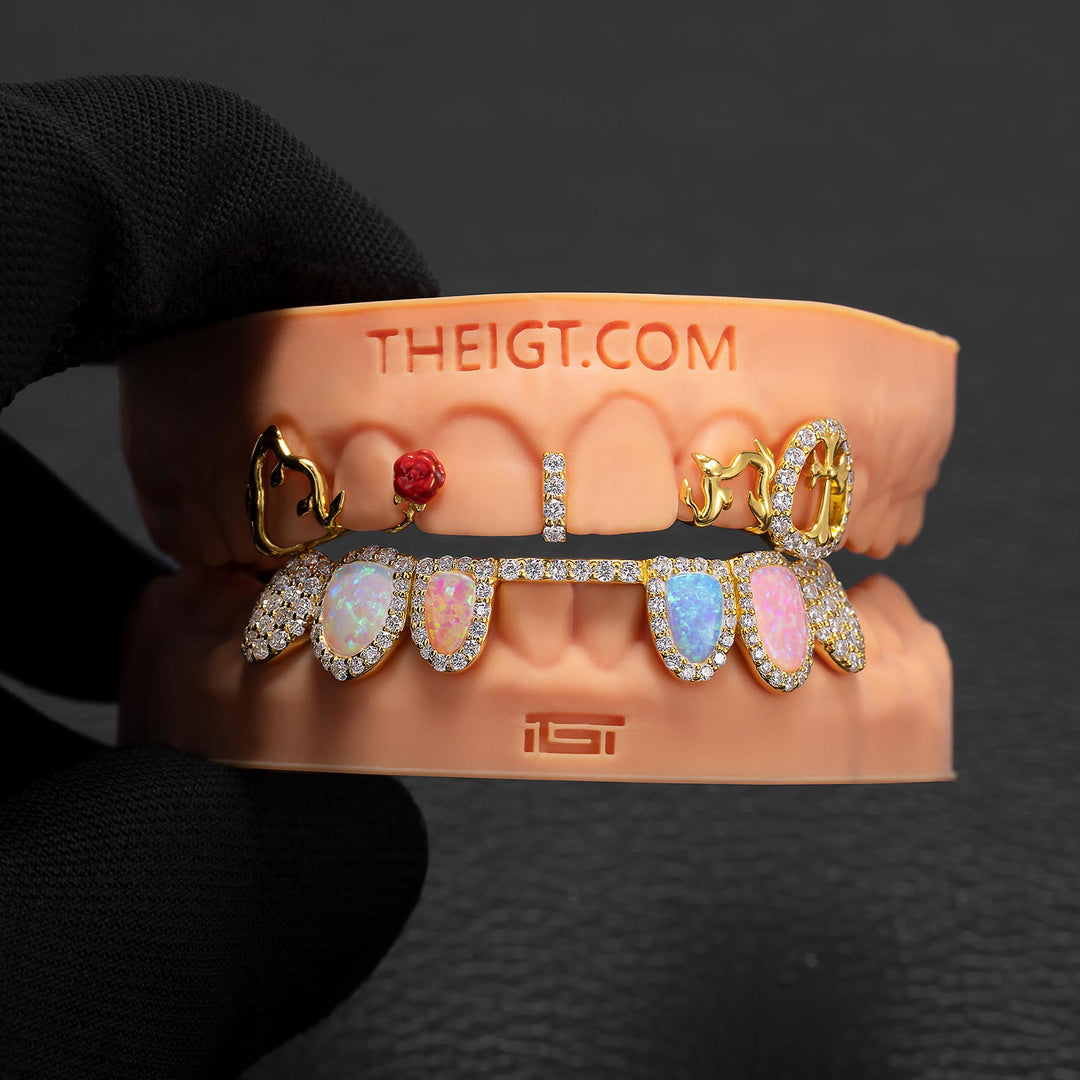Thorned Rose & Opal Diamond Grillz
