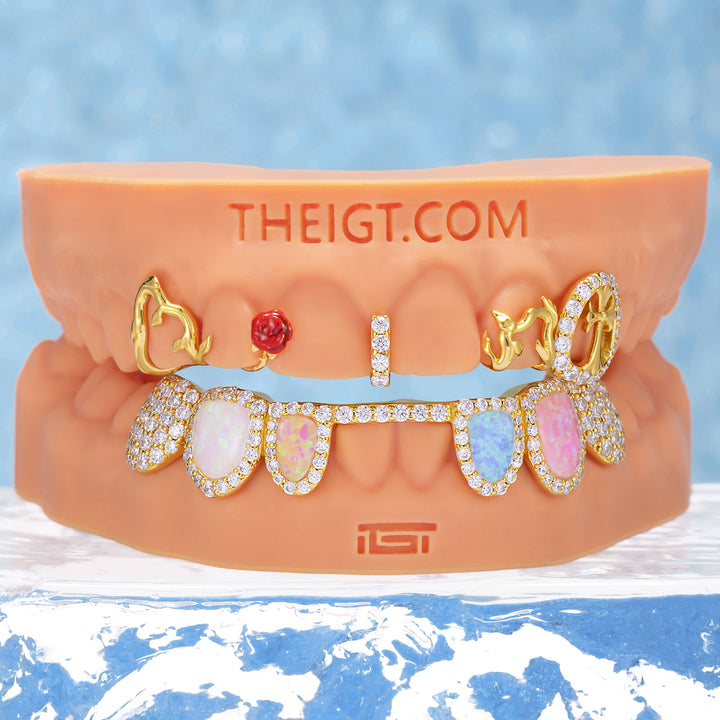 Thorned Rose & Opal Diamond Grillz