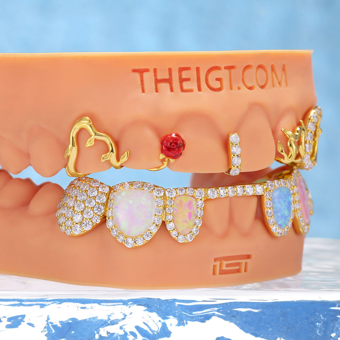 Thorned Rose & Opal Diamond Grillz