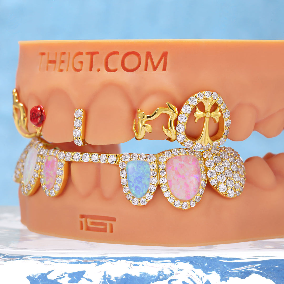 Thorned Rose & Opal Diamond Grillz