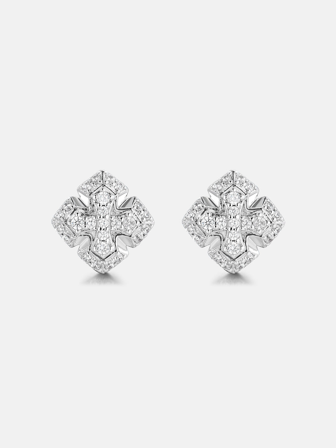Tiered Cross Moissanite Stud Earrings