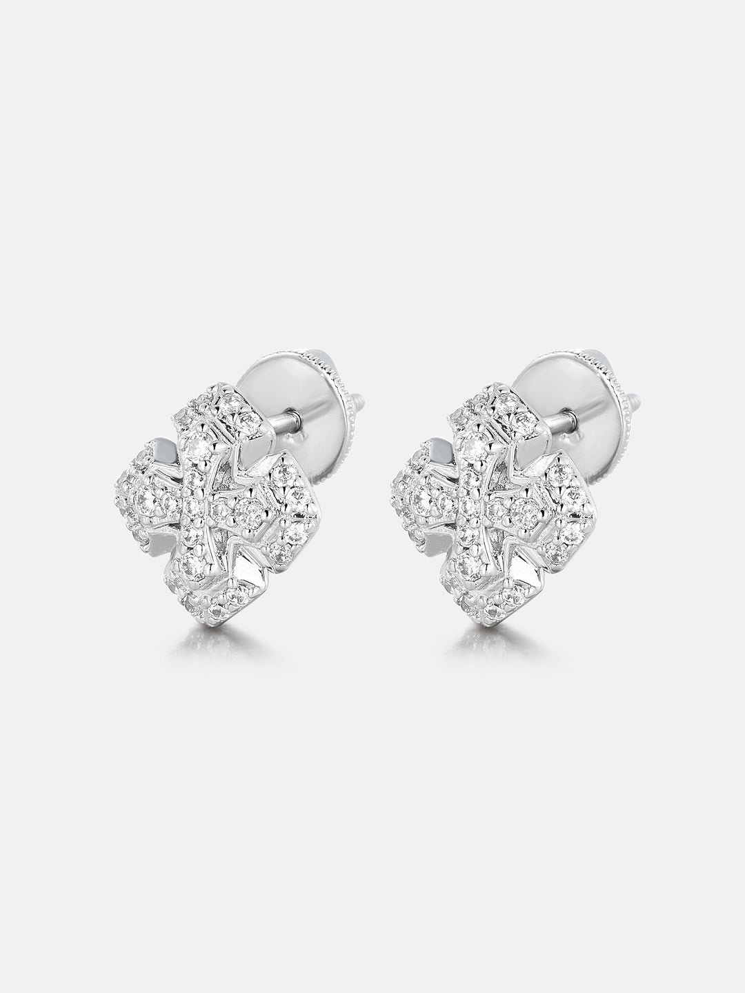 Tiered Cross Moissanite Stud Earrings