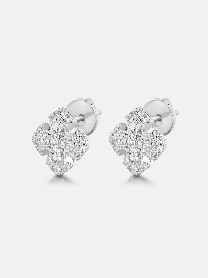 Tiered Cross Moissanite Stud Earrings