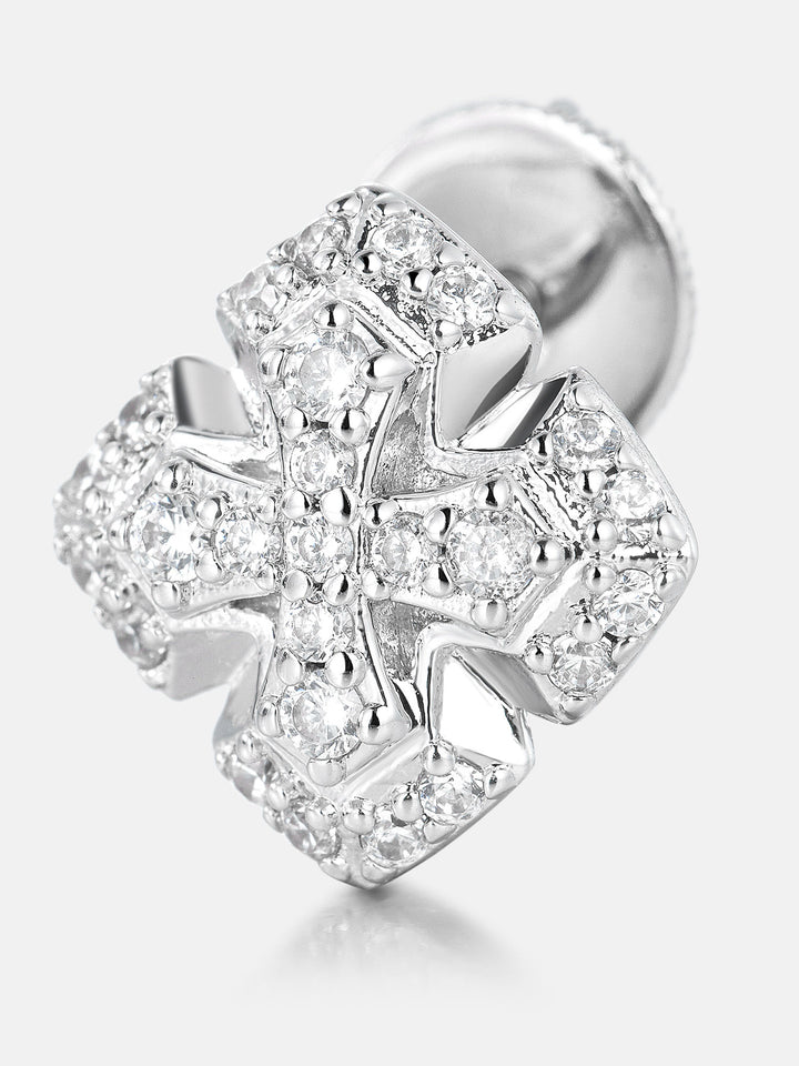 Tiered Cross Moissanite Stud Earrings