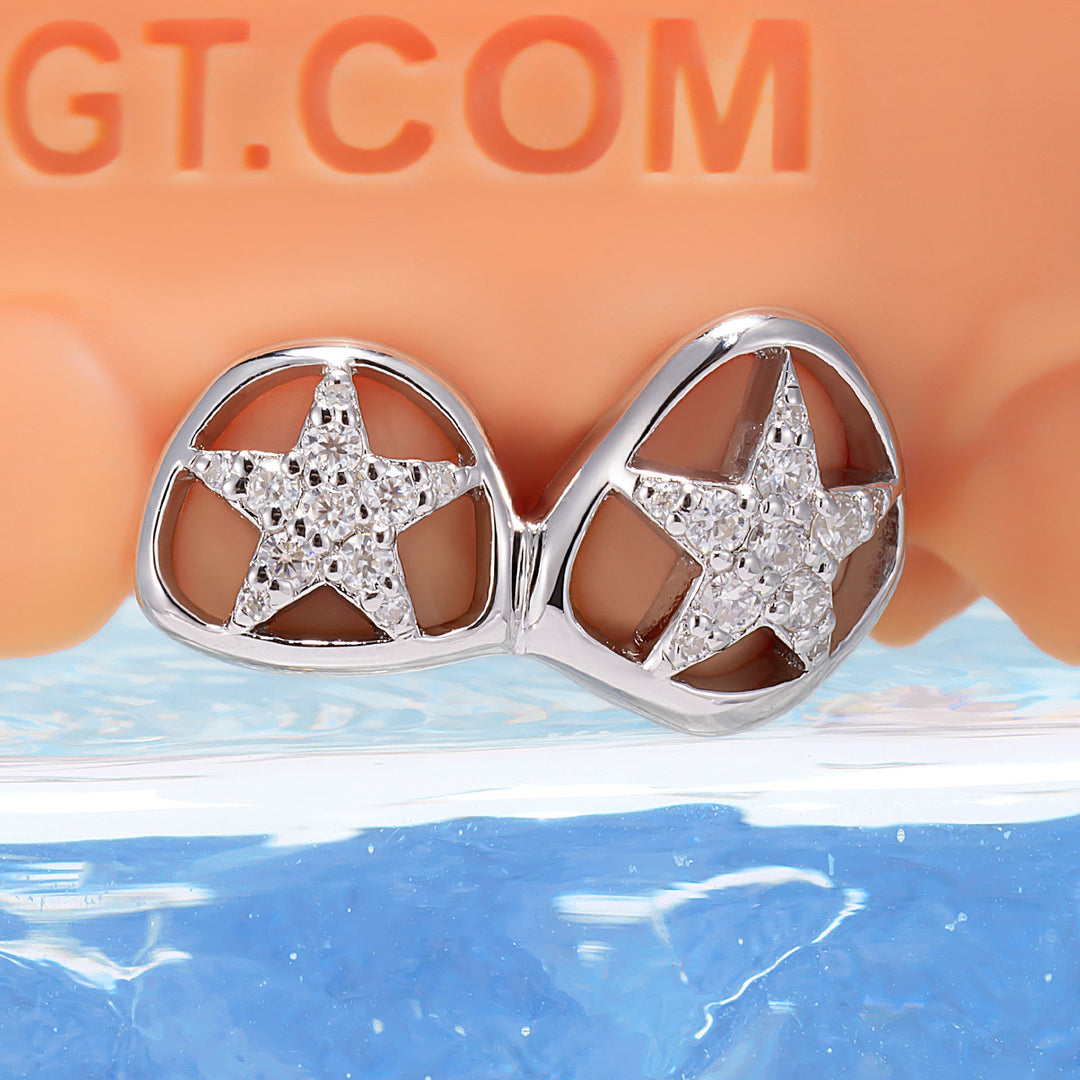 Top 2 Iced Star Open Face Cap Grillz