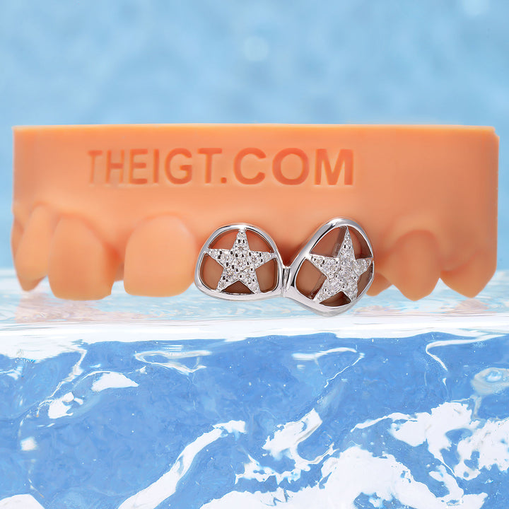 Top 2 Iced Star Open Face Cap Grillz