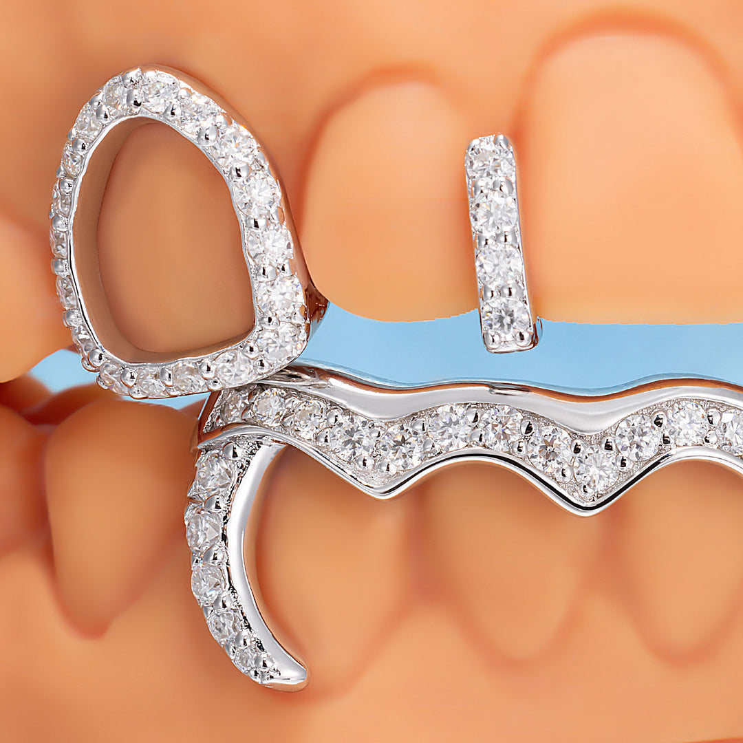 Top 4 Open Face With Bottom Wave Bar Grillz