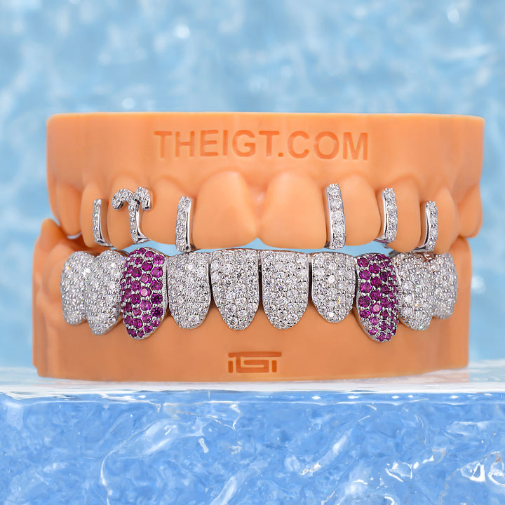 Top Iced Gap Bar & Bottom Pink Fang Grillz