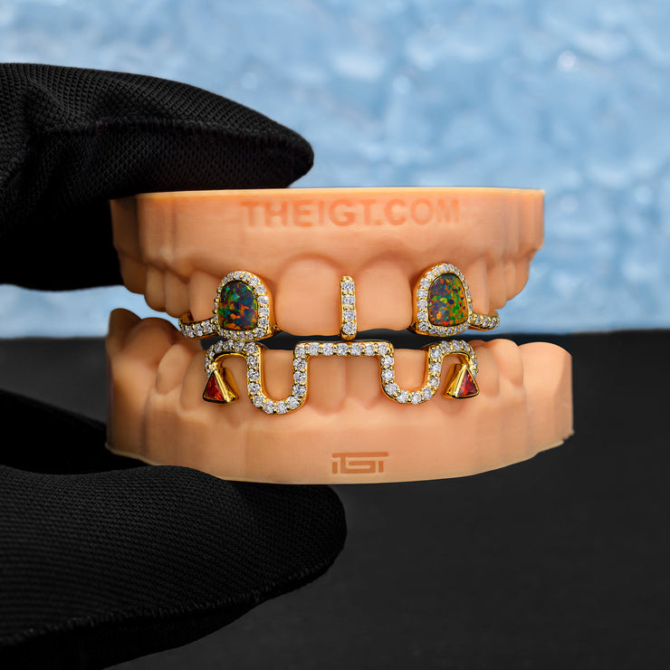 Top Opal W Bunny Tail Bar Grillz