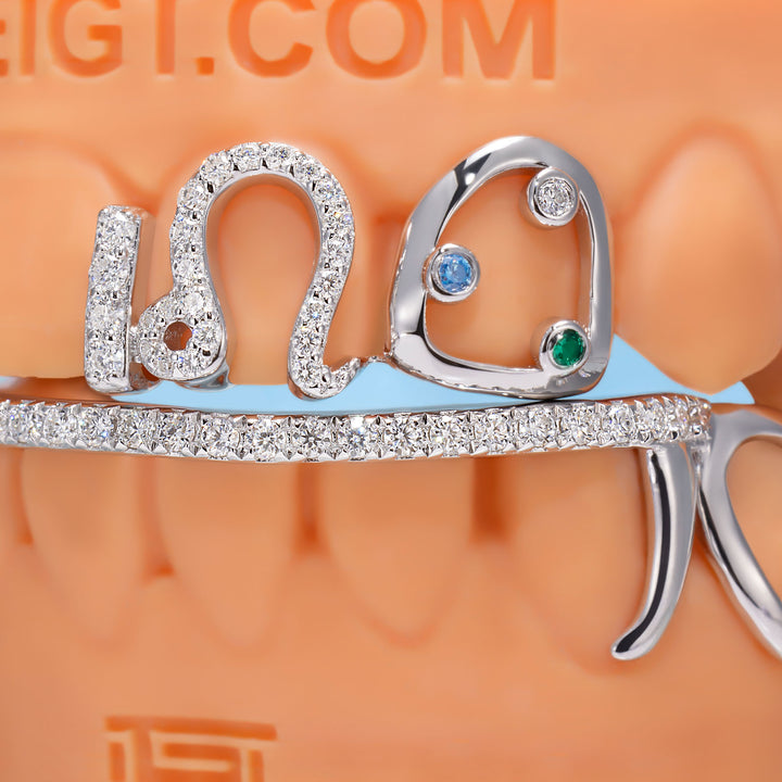 Top Open Face W Bottom Diamond Bar Grillz