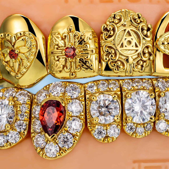 Top Stained Glass Style & Bottom Diamond Grillz