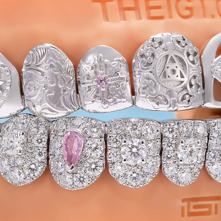 Top Stained Glass Style & Bottom Diamond Grillz