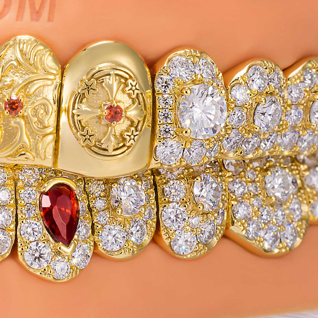 Top Stained Glass Style & Bottom Diamond Grillz