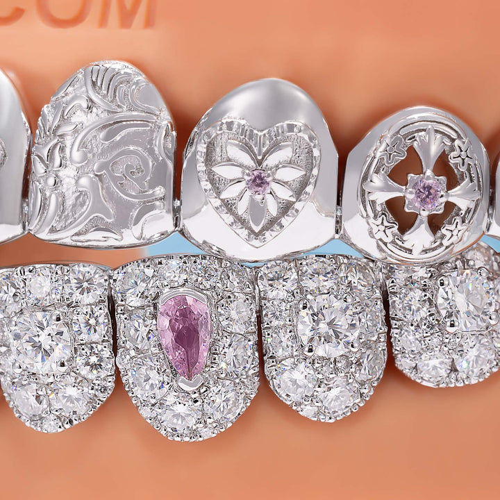 Top Stained Glass Style & Bottom Diamond Grillz